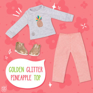 Pineapple glitter top and pants for 14-inch doll