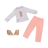 Pineapple glitter top and pants for 14-inch doll