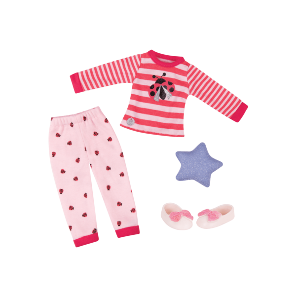 Ladybug pajamas for 14-inch doll