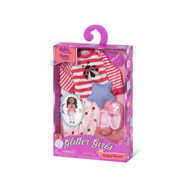Ladybug pajamas for 14-inch doll