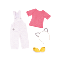 Lace overalls with cat ears for 14-inch doll