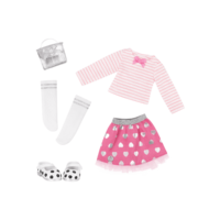 Skirt and top with glitter shoes for 14-inch doll