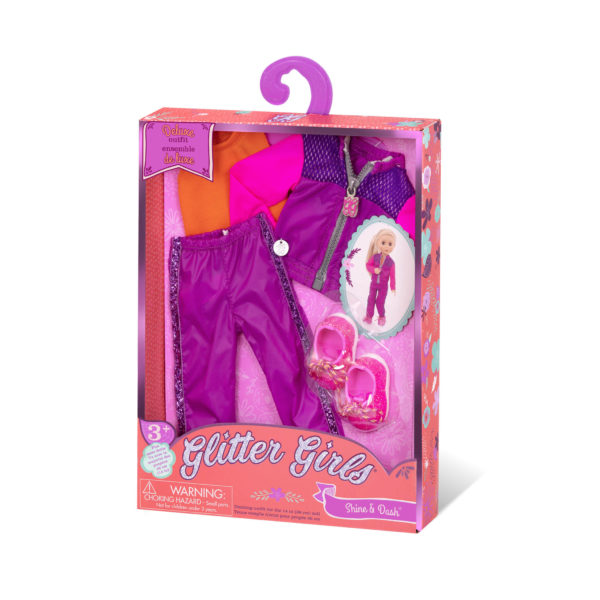 Glitter tracksuit for 14-inch doll