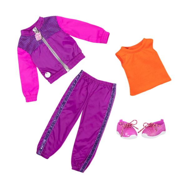Glitter tracksuit for 14-inch doll