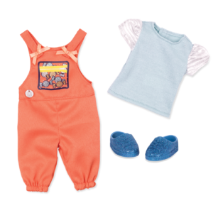 Candy shop overalls for 14-inch doll