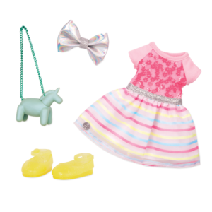 Rainbow floral dress for 14-inch doll
