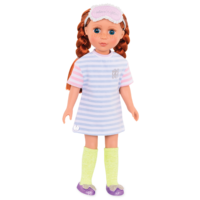 14-inch doll wearing pajamas and sleep mask