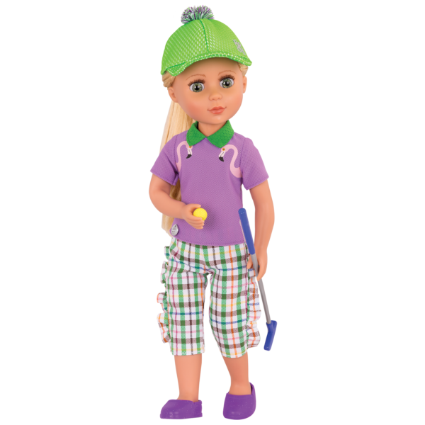 14-inch doll wearing mini-putt outfit