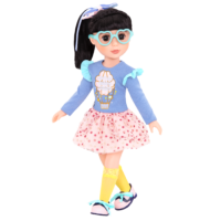 14-inch doll wearing cotton candy outfit