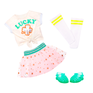 Lucky clover outfit for 14-inch doll