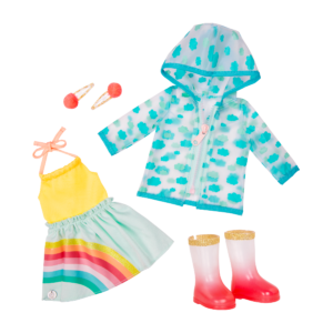 Raincoat, dress and boots for 14-inch doll