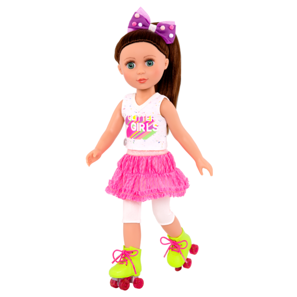 14-inch doll wearing roller skating outfit