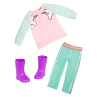Unicorn-themed outfit for 14-inch doll