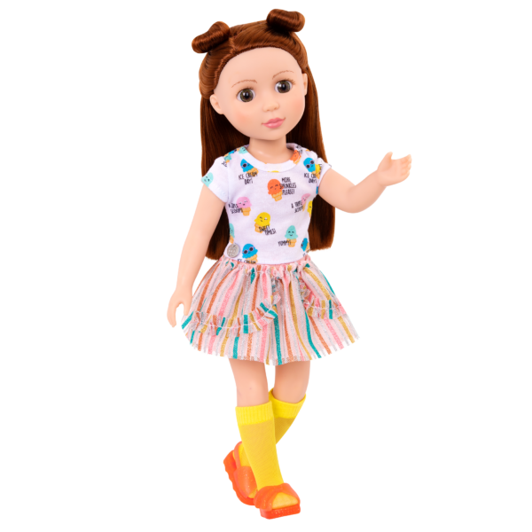 14-inch doll wearing ice cream outfit