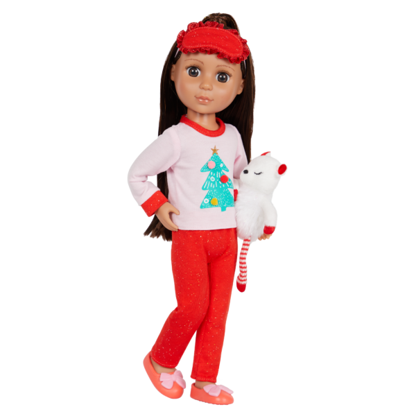 Doll with red holiday pajamas