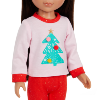 Doll pajama sweater with christmas tree