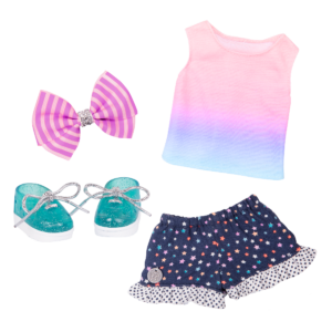 Doll outfit top shorts and shoes