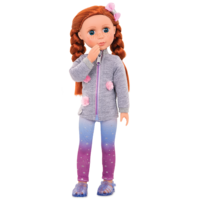 14-inch posable doll with red hair and blue eyes