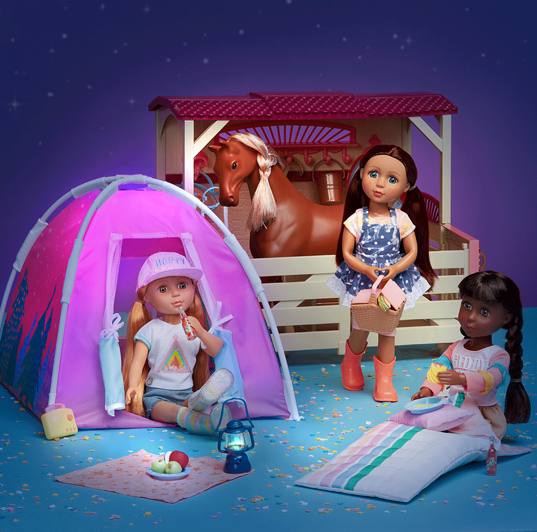 Glitter Girls 14-inch Doll Tent and Camping Playset for Backyard Camping