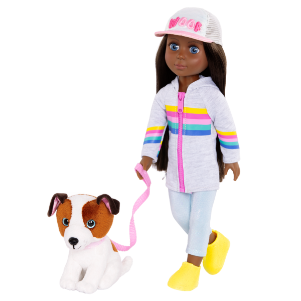 14-inch posable doll walking Shiba Inu dog plushie