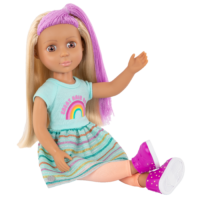 14-inch posable hairdresser doll in sitting position