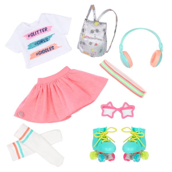 Glitter Girls Dolls Sunnie Outfit Rainbow Roller Skates Backpack Headphone Accessories