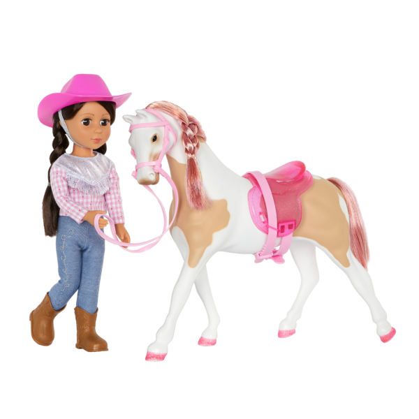 14-inch doll with patchy horse