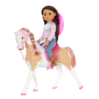 14-inch doll riding patchy horse