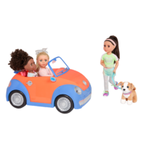 Fifer & Nelly in GG Convertible with doll and pup