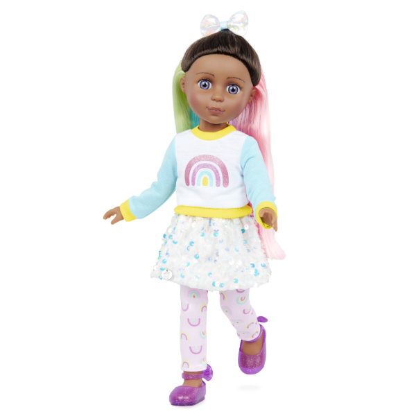Glitter Girls 14-inch doll posing in rainbow outfit