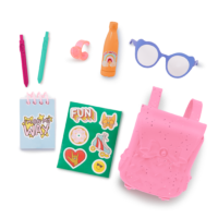 toy school accessories notebook glasses water bottle backpack