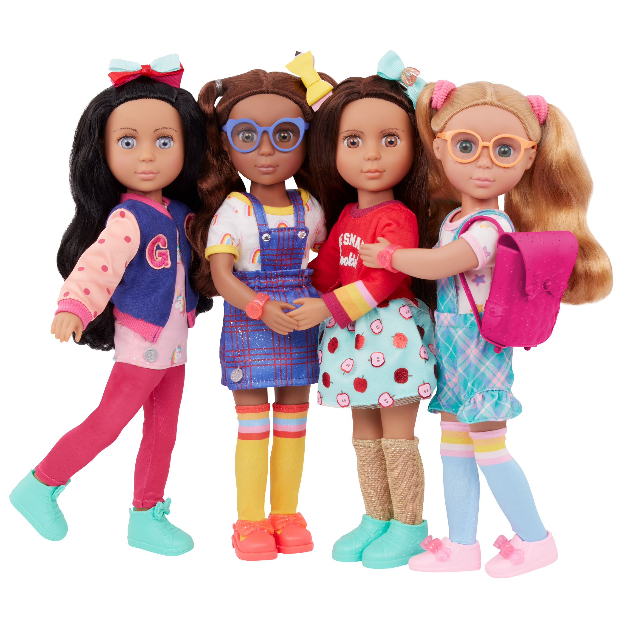 Glitter Girls glitter girls - 14-inch fashion doll - green eyes & blonde  hair - backpack, glasses, & school accessories - plaid overalls 