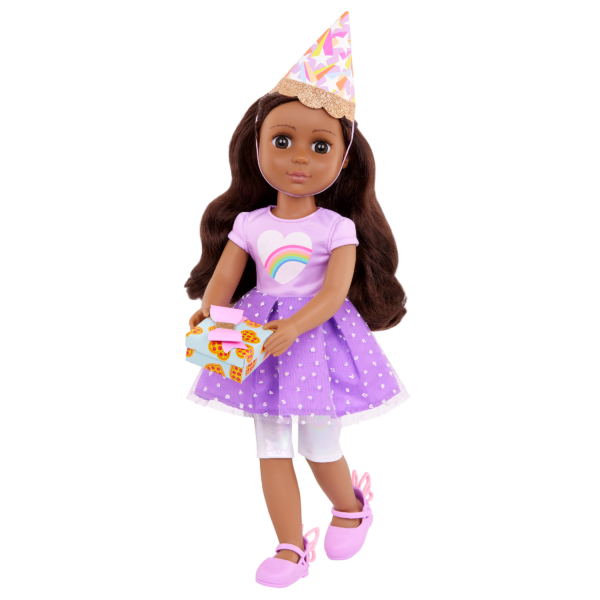 14-inch Posable Birthday Doll Meera with Party Hat