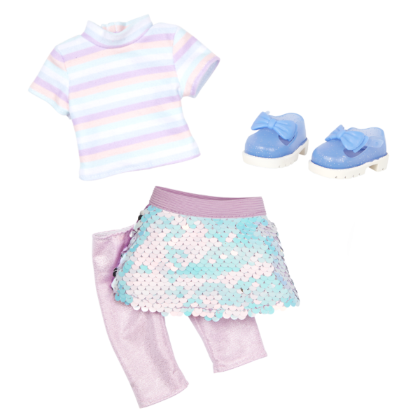 doll clothes skirt leggings top and shoes