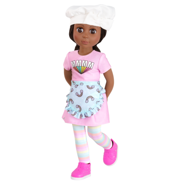 Ryanne 14-inch doll with baker hat posing