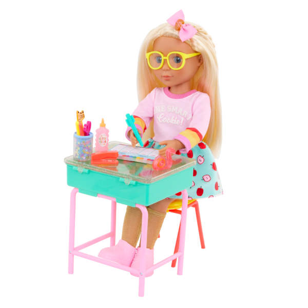 Mallory Doll Sitting at Toy Desk