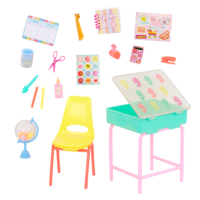 Doll Furniture and Accessories Including Openable Desk