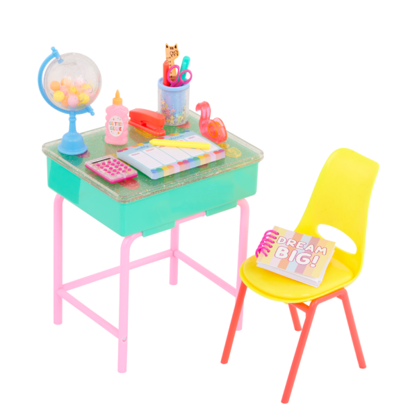 School Desk and Accessories for 14-inch Dolls