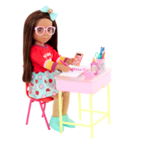 Alessa Glitter Girls Doll Sitting at Desk