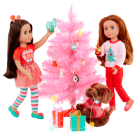 Glitter Girls dolls and Cocoa the Pup Around the Tree