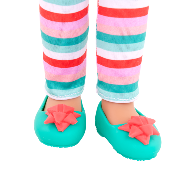 Close-up of Eve 14-inch Doll Shoes with Bows