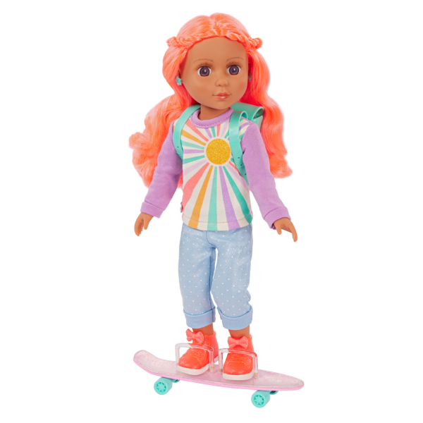 Sian from Glitter Girls Standing on her Skateboard
