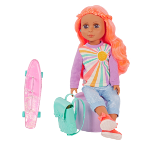 Sian from Glitter Girls with Skateboard and School Bag