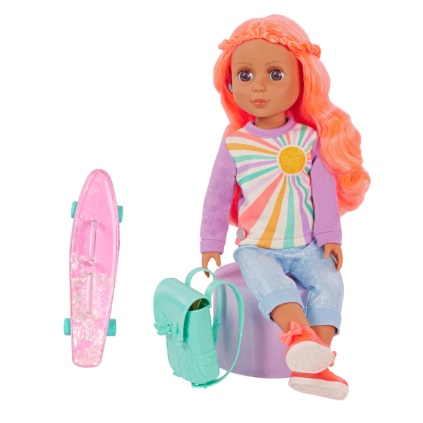 Sian from Glitter Girls with Skateboard and School Bag