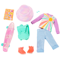Glitter Girls Outfit with Skateboard and Backpack