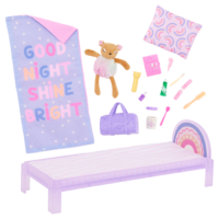 Glitter Girls Dollhouse Furniture for Bedroom with Bedtime Accessories