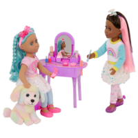 Glitter Girls Dolls with Pup at Vanity Table