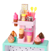 Pink Toy Ice Cream Machine and Set of Play Food Items