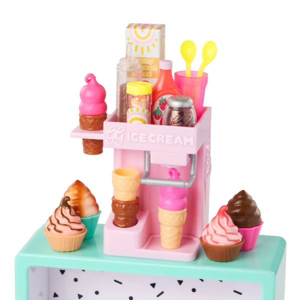 Pink Toy Ice Cream Machine and Set of Play Food Items