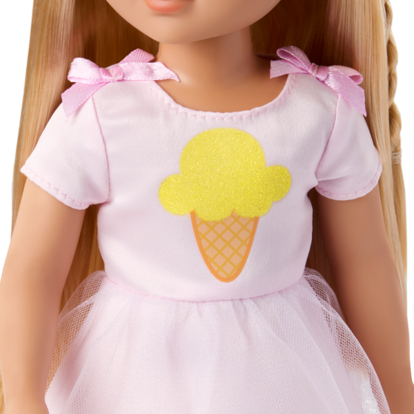 Close-Up of Lacy's Pink Dress for Dolls